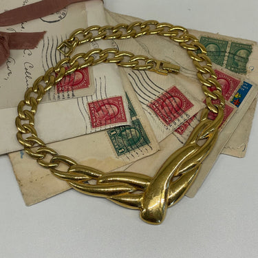 Gold V Twist Necklace Bloomers and Frocks